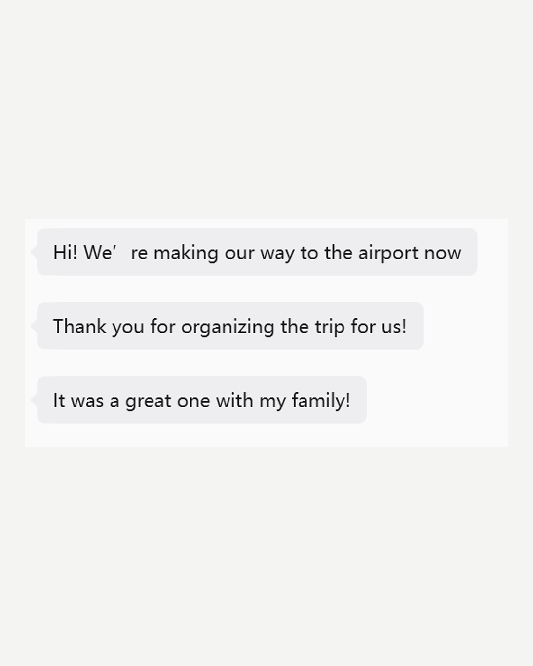 A privacy-protected guest message thanking the team for organizing a family trip in Yunnan